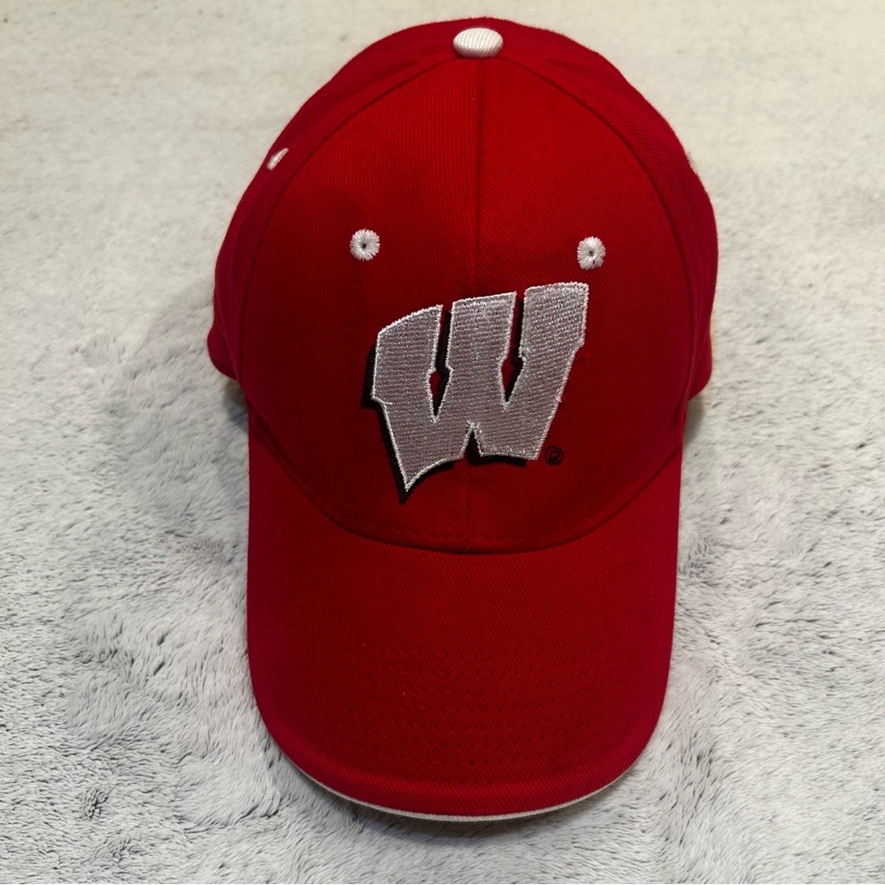 Red Wisconsin Badgers Baseball Cap with White Logo